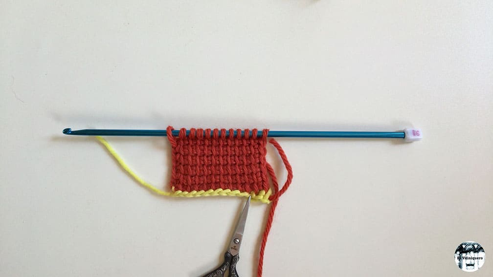 Montaje provisional con cadeneta - Crochet tunecino