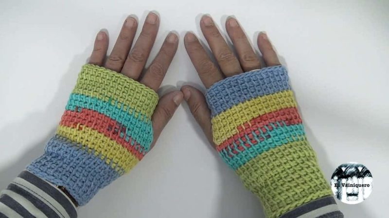 Mitones sin dedos Crochet tunecino