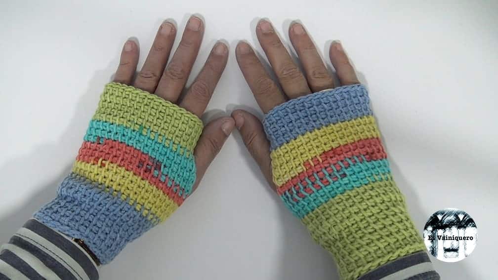 Mitones sin dedos Crochet tunecino